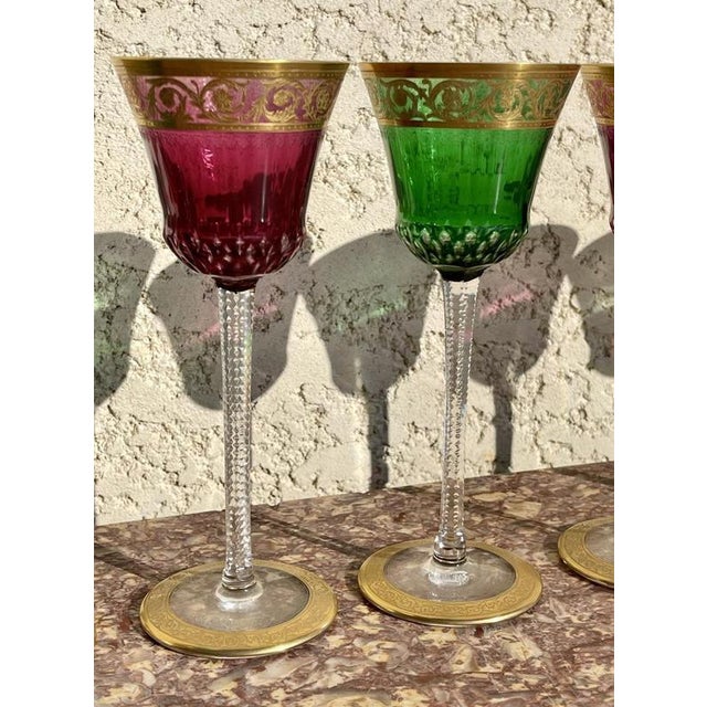 Gold Roemers Thistle Glasses from Cristallerie de Saint Louis, Set of 12 For Sale - Image 8 of 10