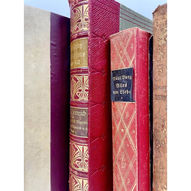 Neoclassical Antique German Leather Decorative Books- a Set of 8 For Sale - Image 3 of 6