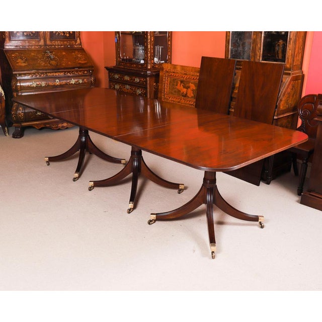 Wood Vintage 3 Pillar Dining Table and Chairs by William Tillman, 1980s, Set of 13 For Sale - Image 7 of 18