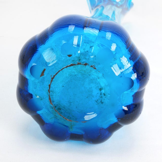 Glass Mid Century Swung Vase 5 Fingers Sapphire Blue For Sale - Image 7 of 7