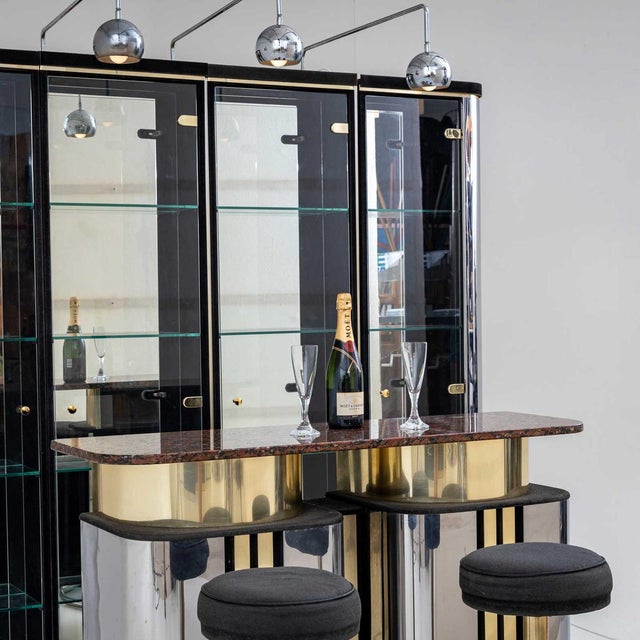 Hollywood Regency Bar with Counter, 1970s, Set of 4 For Sale - Image 3 of 16