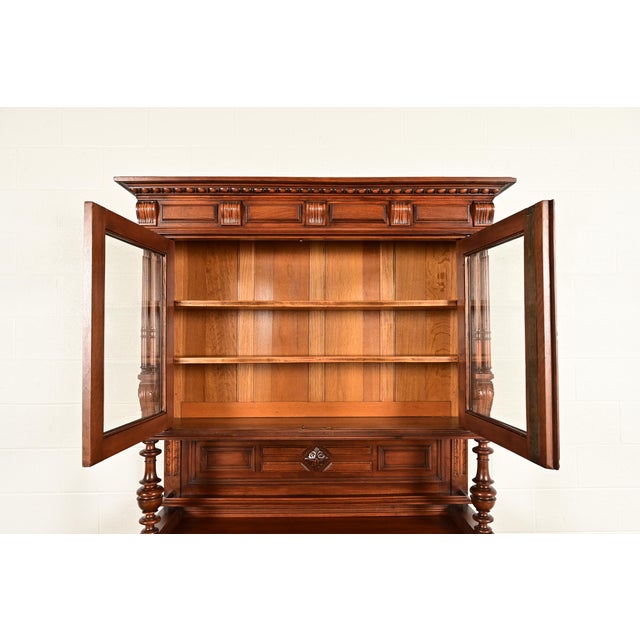 Wood Antique French Renaissance Carved Walnut Sideboard or Bar Cabinet, Circa 1890s For Sale - Image 7 of 18