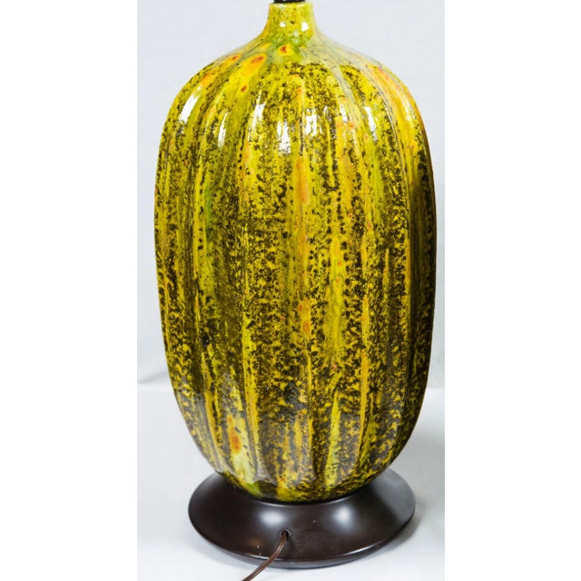 Large Italian Melon Form Ceramic Lamps, Circa 1960 - a Pair For Sale In New York - Image 6 of 11