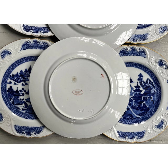 Antique 19th Century Spode Porcelain Dinner Plates Blue Willow Chinese Canton Pattern - a Set of 6 For Sale - Image 11 of 13