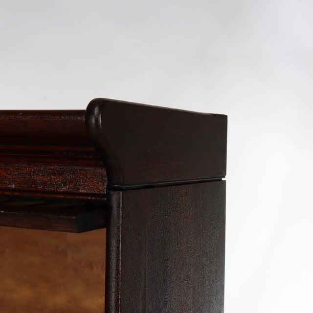 Grand Rapids Arts & Crafts Oak Stack Barrister Bookcase With Leaded Glass C1910 For Sale - Image 4 of 12