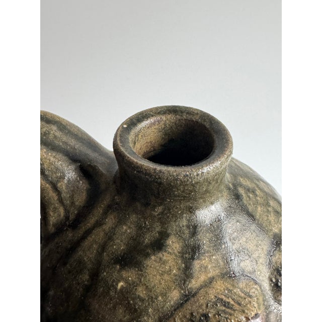 Blue Vintage Georgia Folk Pottery Face Jug by Dal Burtchaell – Blue Glaze Sculptural Pitcher – Southern Folk Art For Sale - Image 8 of 12