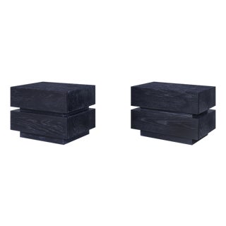 Vintage Black Cerused Nightstands by Steve Chase For Sale