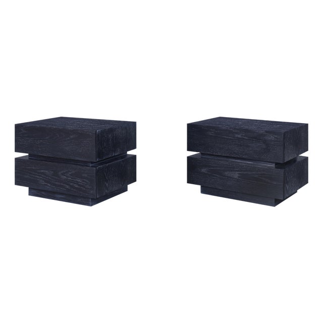 Vintage Black Cerused Nightstands by Steve Chase For Sale