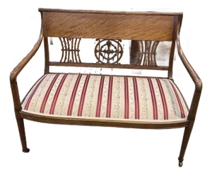 Vintage Neoclassical Sheraton Revival Mahogany Settee