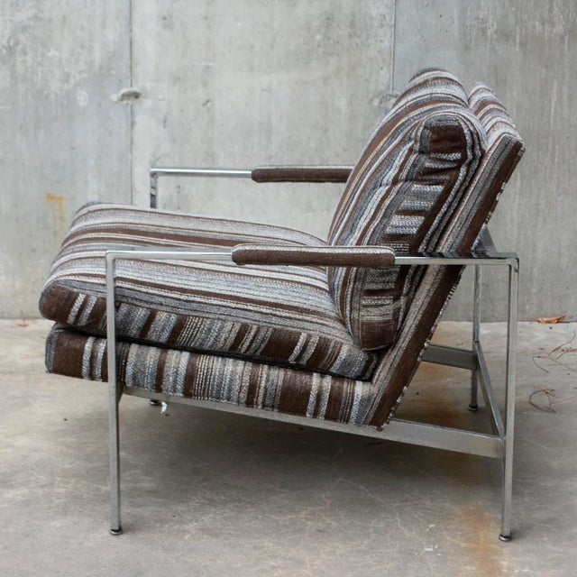 1970s 1970s Milo Baughman for Thayer Coggin Chrome Flat Bar Lounge Chair For Sale - Image 5 of 9