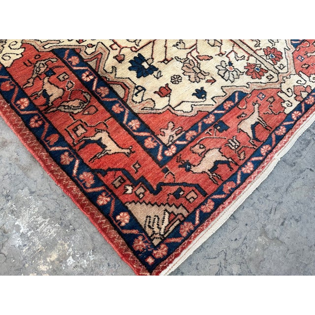 This Vintage Caucasian Pictorial Animal Hunting rug would make a beautiful decor addition to your house. This is composed...