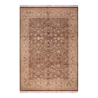 1990's Floral Pak-Persian Brown/Beige Wool Rug - 8'0'' X 10'2'' For Sale