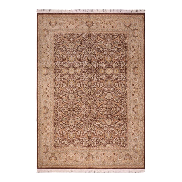 1990's Floral Pak-Persian Brown/Beige Wool Rug - 8'0'' X 10'2'' For Sale