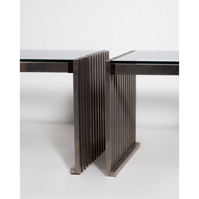 Metal Glass Coffee Tables, Set of 2 For Sale - Image 7 of 8