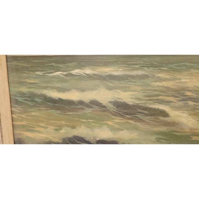 Large Seascape 1950s Oil Painting Signed For Sale - Image 15 of 18