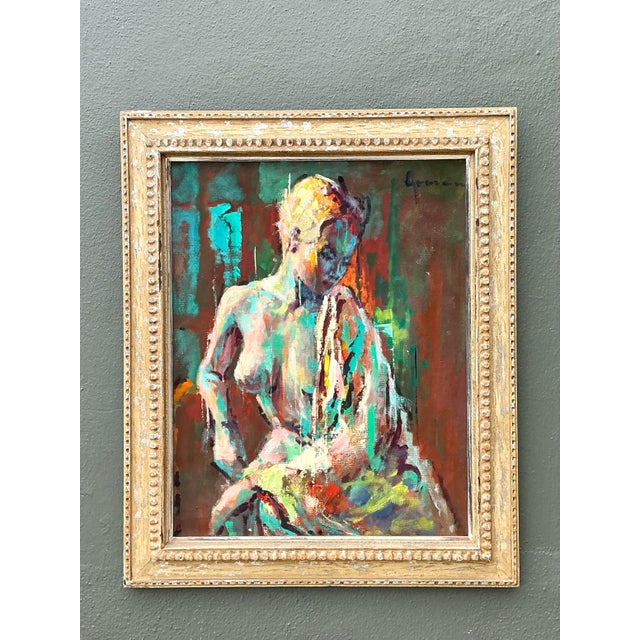 Vintage MCM Original Abstract Figurative Nude on Canvas For Sale - Image 11 of 14