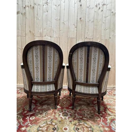Louis XVI Style Bergère Armchairs, Set of 2 For Sale - Image 6 of 9