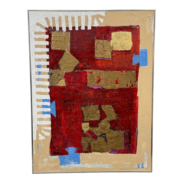 Mixed Media Metallic Abstract Original Artwork, Signed For Sale