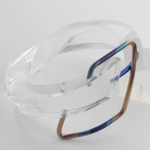 Transparent Lucite Plexiglass Bangle Bracelet with Anodized Aluminum Belt Buckle For Sale In Atlanta - Image 6 of 15