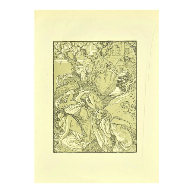 Ferdinand Bac, The Escape of Women, Lithograph, 1922 For Sale