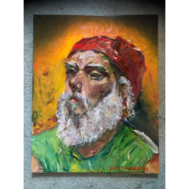 Man With Red Bandana, Contemporary Expressionist, Oil Painting, by Van Ness For Sale - Image 4 of 5