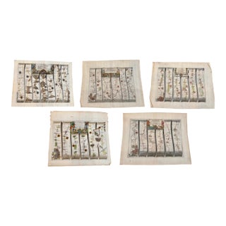 Set of 5 John Ogilby 1675 Hand Colored Road Maps Britannia England For Sale