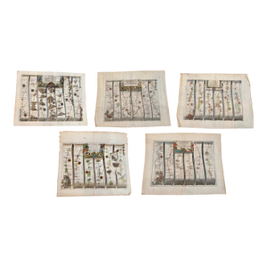Set of 5 John Ogilby 1675 Hand Colored Road Maps Britannia England