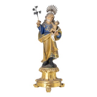 Religious Artist, Saint Joseph of the Boots, 18th Century, Gilded & Painted Wood For Sale