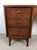 Brown Mid Century Modern Four Drawer Writing Desk With Curved Drawer Fronts and Brass Hardware For Sale - Image 8 of 11