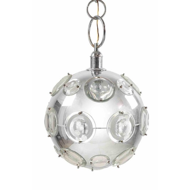 Vintage Chromed Metal and Glass Pendant Lamp by Oscar Torlasco, 1970s For Sale - Image 6 of 8