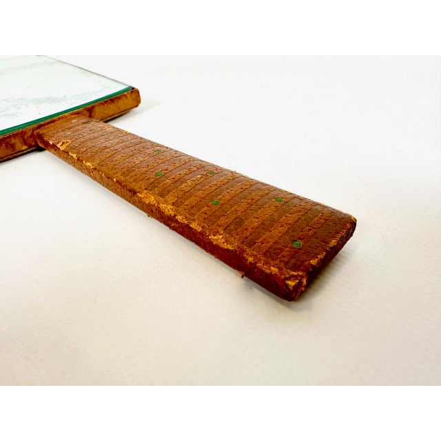 Art Nouveau Leather Hand Vanity Mirror, 1910s For Sale - Image 11 of 12