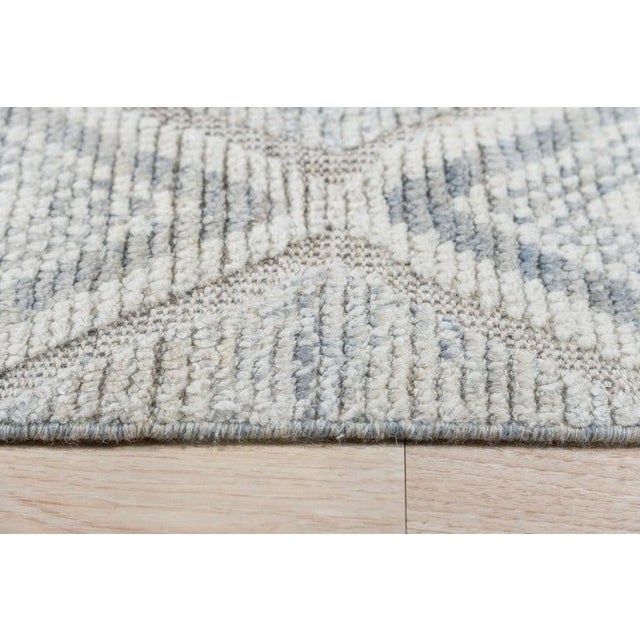 6x9 Ivory Hand-Knotted Wool Diamond Weave Geometric Modern Carpet Rug For Sale In New York - Image 6 of 9