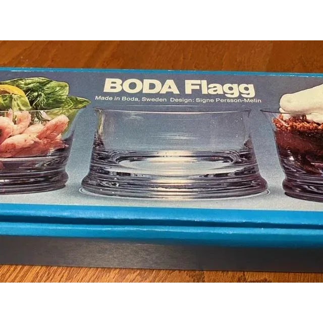 1970s Vintage Boda Flagg Small Fruit Dessert Bowl by Kosta-Boda in Orig. Box Set of 4 For Sale - Image 5 of 9