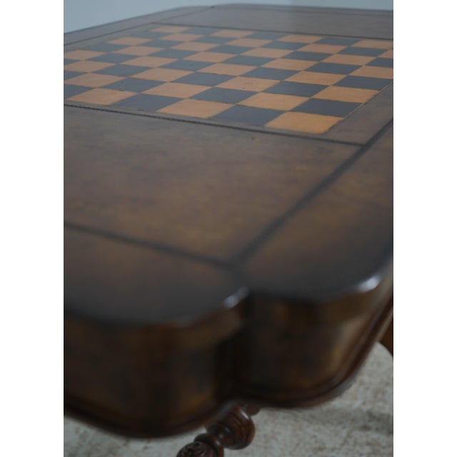 Leather Wrapped Inlaid Mahogany Games Table For Sale - Image 9 of 18