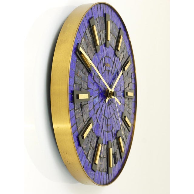 Metal Modern German Blue Mosaic Wall Clock, 1950s For Sale - Image 7 of 18