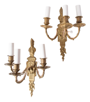 French Bronze Wall Lights, Set of 2