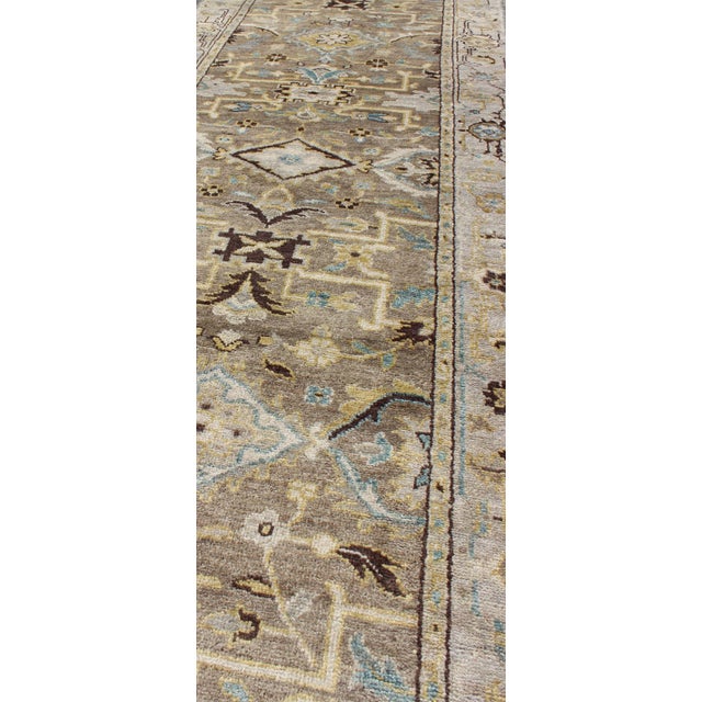 Long Heriz Runner in All Oner Geometric Design, rug , country of origin / type: India / Heriz. Measures: 3'6 x 16'0 This...