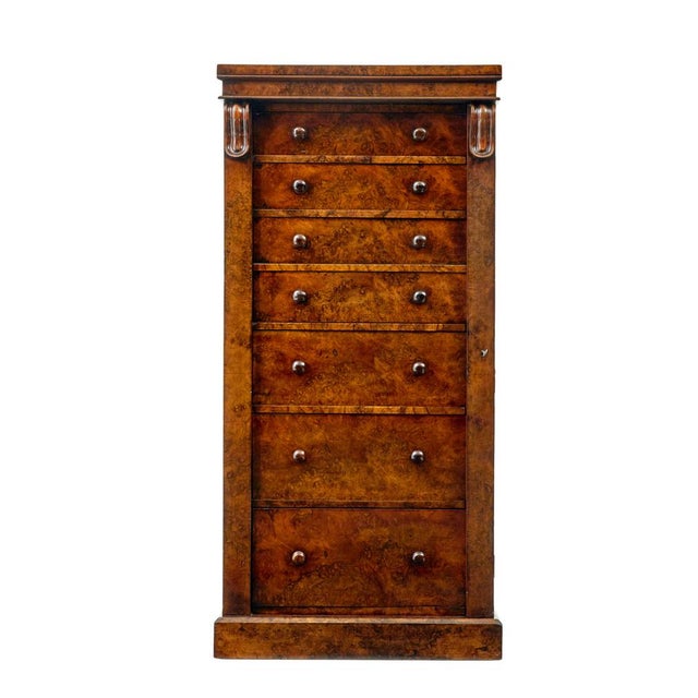 Mid 19th Century Early Victorian Wellington Burr Walnut Chest, 1840s For Sale - Image 5 of 12