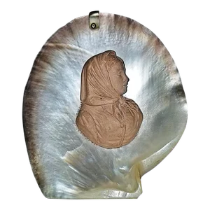 Early 1900s Terracotta Bust in Abalone Shell