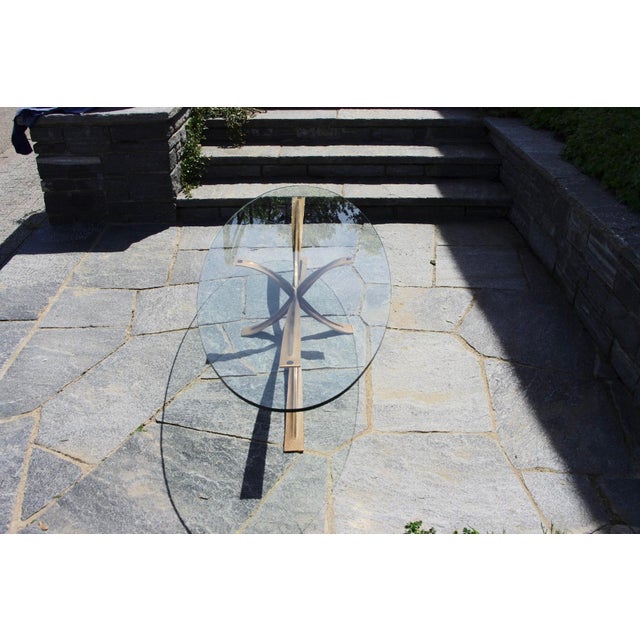 Oval Coffee Table in Bronze and Glass by Michel Mangematin, 1960 For Sale - Image 4 of 13