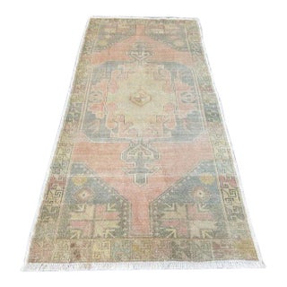 1960s Vintage Floral Handmade Rug-3’10’x8’4" For Sale