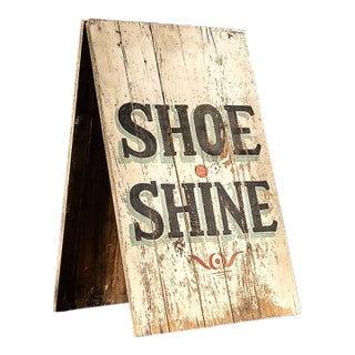 Early 20th Century Sandwich Board Shoe Shine Sign For Sale