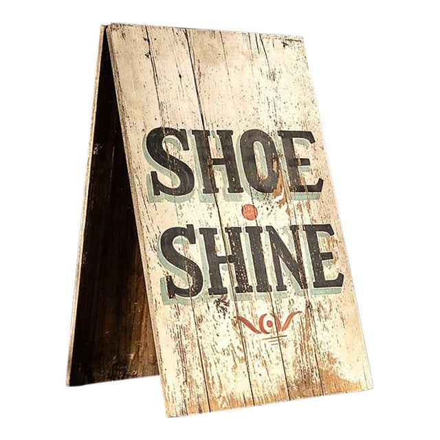 Early 20th Century Sandwich Board Shoe Shine Sign For Sale