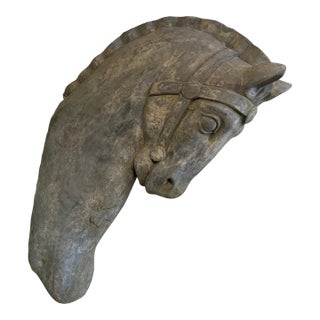 Vintage Equestrian Horse Head Fiberglass and Zinc Wall Sculpture For Sale