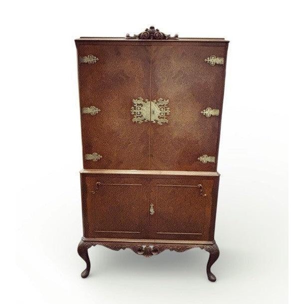 Burr Walnut Cocktail Cabinet, Fitted Interior, with Keys, Fab Looking Piece. Sizes - 158 cms tall 95 cms wide 46 cms depth...