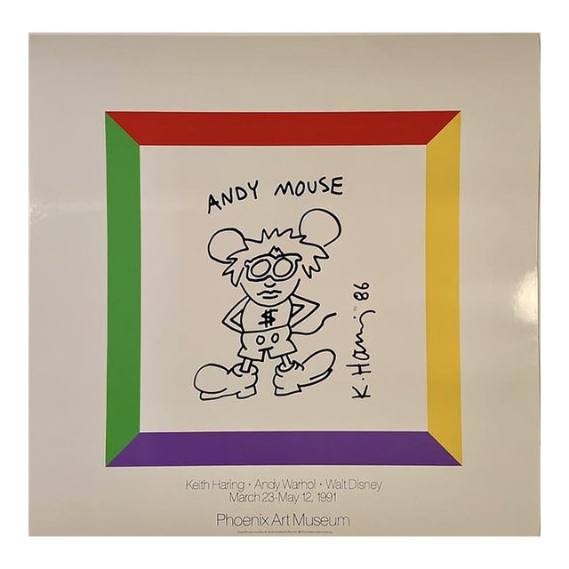 Keith Haring American, 1958–1990 Keith Haring, Andy Warhol, Walt Disney Museum Poster, 1991 For Sale