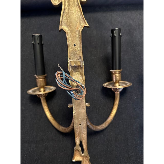 Pair of Late 20th Century Matching Brass Wall Sconces With Bows For Sale In Chicago - Image 6 of 10