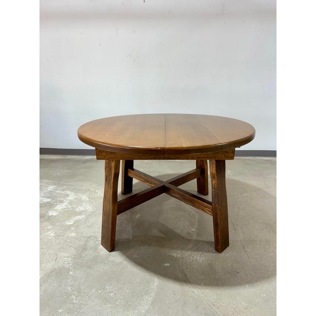 1970s Mid Century Guillerme Et Chambron Style Brutalist Oak Dining Table For Sale - Image 10 of 12