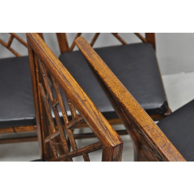 Vintage Hollywood Regency Faux Bamboo Lattice Dining Chair by Century - Set of 4 For Sale - Image 12 of 15