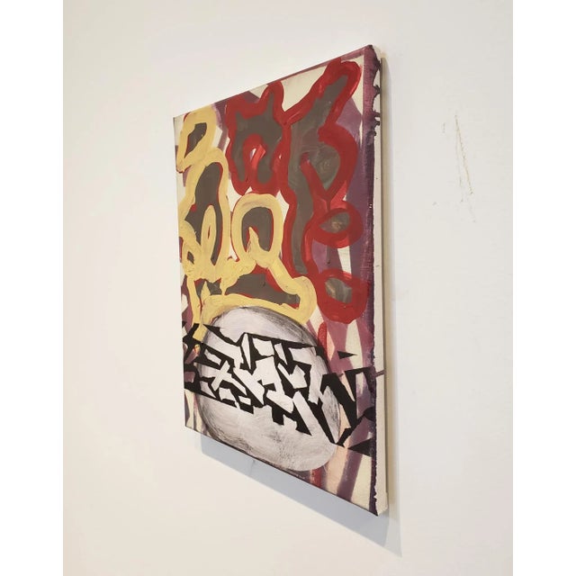 Vibrant, original abstract painting by contemporary Texas artist Lionel Lamy. Acrylic and spray paint on canvas. Titled...